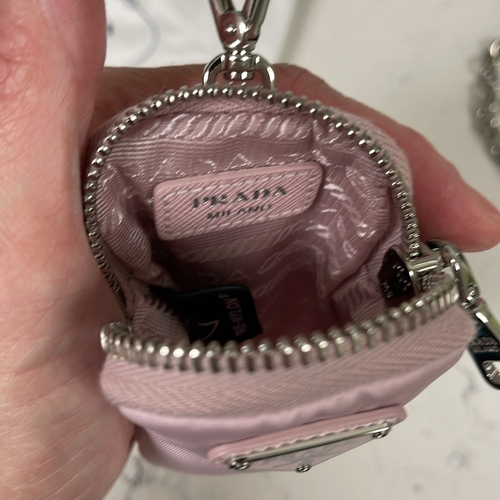 Prada 2005 Re-Edition Mini Bag Attachments for Nylon Bag with Silver Chain Pink - Picture 5 of 16